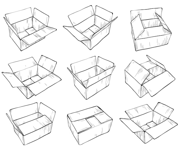 Consegna disegnata a mano scatola di cartone per il design