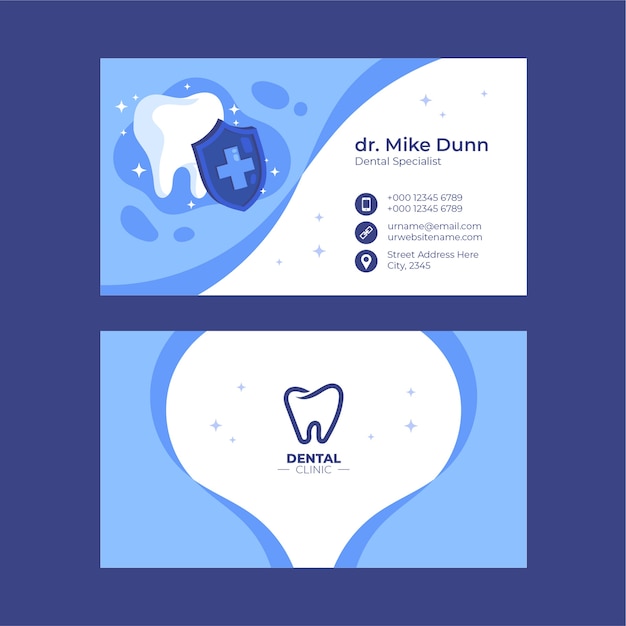 Hand drawn dental clinic horizontal business card