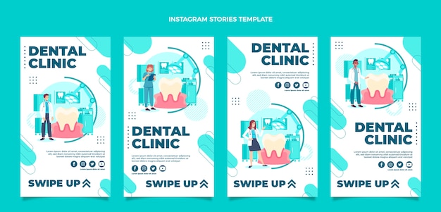 Vector hand drawn dental clinic instagram stories