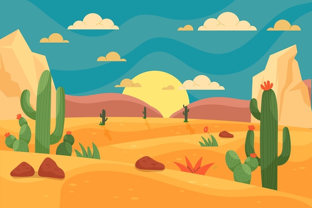 Vector hand drawn desert background