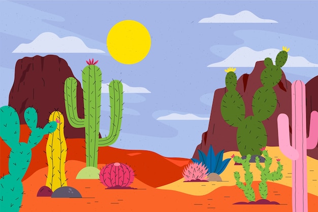 Vector hand drawn desert background