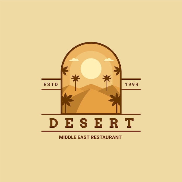 Vettore modello di logo del deserto disegnato a mano