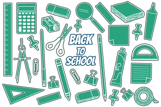 Vector hand drawn design back to school with vintage style concept