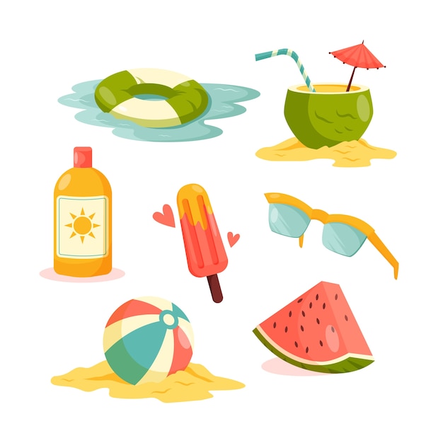 Vector hand drawn design elements collection for summer season