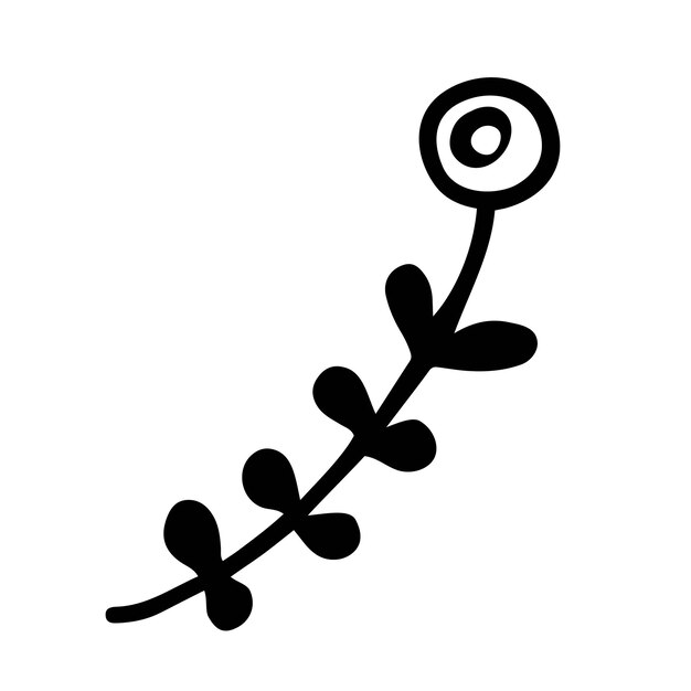 Hand drawn design of mystical branch with eye in doodle style