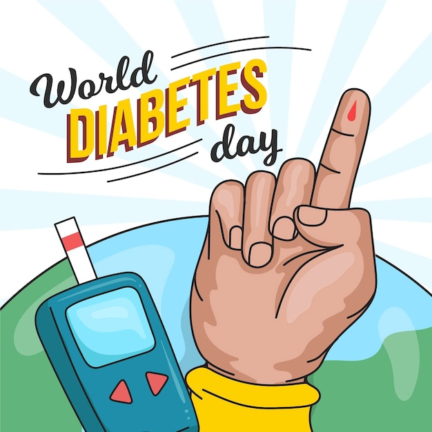 Hand drawn design world diabetes day