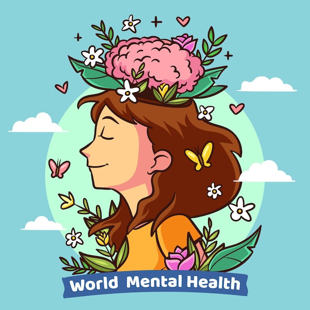 Hand drawn design world mental health day