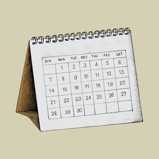 Vector hand-drawn desk calendar illustration