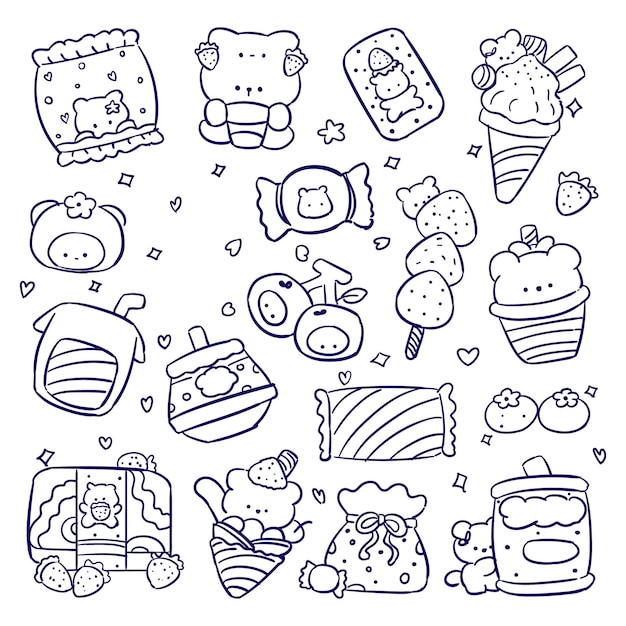 Vector hand drawn dessert chocolate and icecream illustration