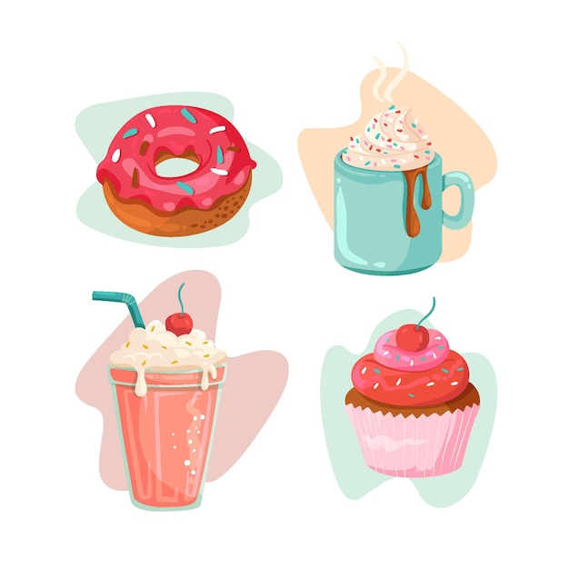 Vector hand drawn dessert collection