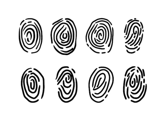 Hand drawn detective fingerprint set