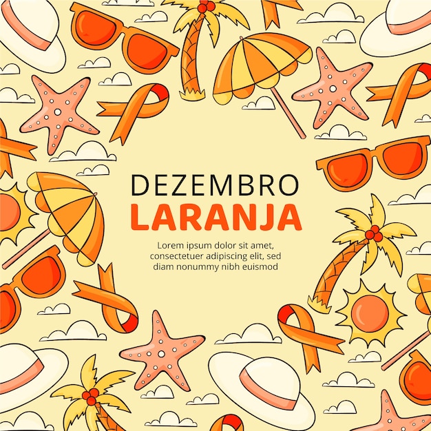 Vettore illustrazione disegnata a mano di dezembro laranja