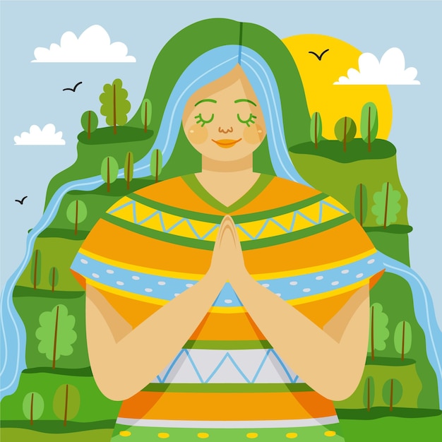 Vector hand drawn dia de la pachamama illustration