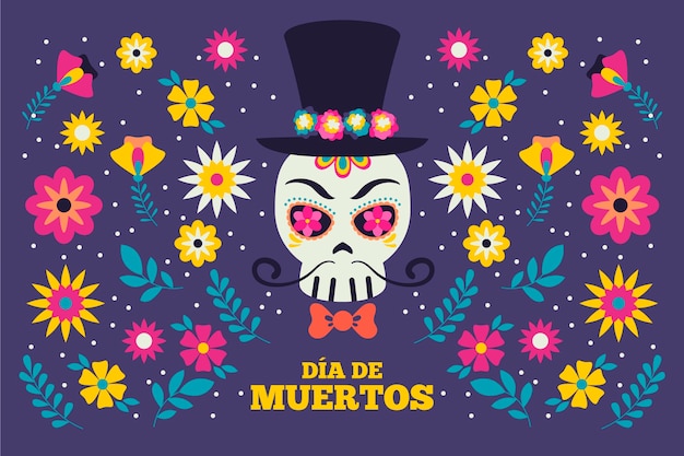 Vettore sfondo dia de muertos disegnato a mano