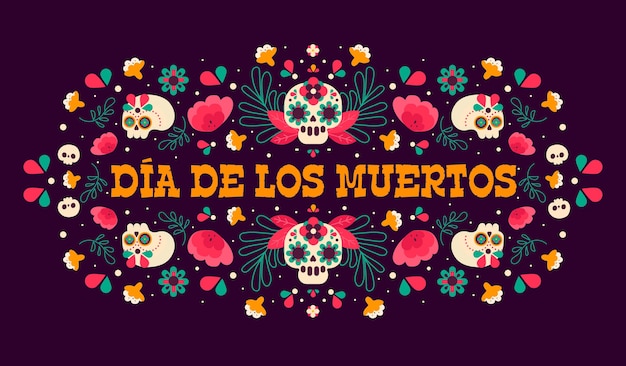 Hand drawn dia de muertos background
