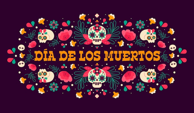 Vettore sfondo dia de muertos disegnato a mano