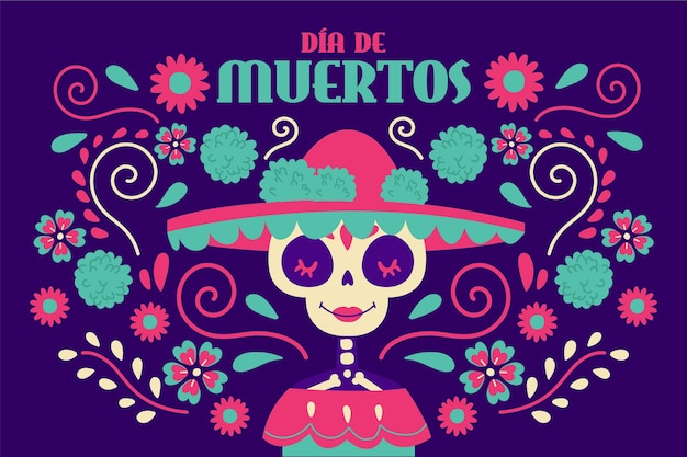 手描きのdia de muertosの背景