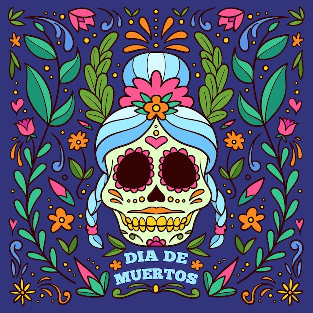 Sfondo di día de muertos disegnato a mano