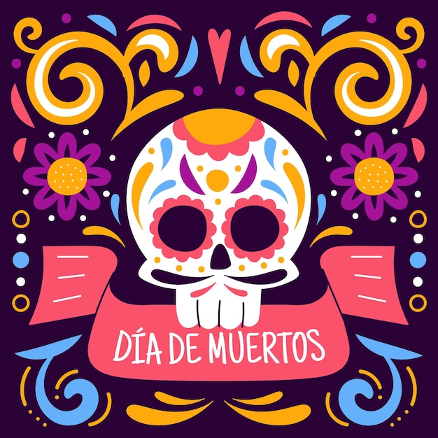 hand drawn dia de muertos background