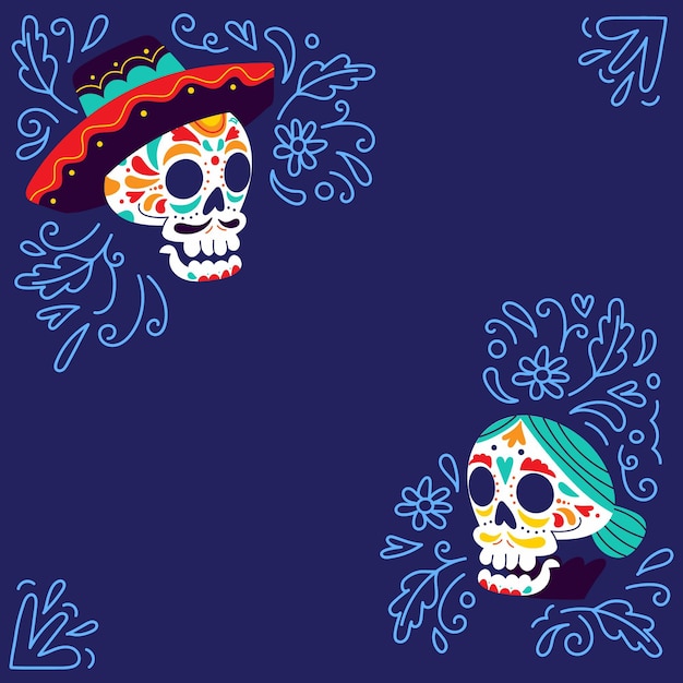 벡터 손으로 그린 dia de muertos 배경