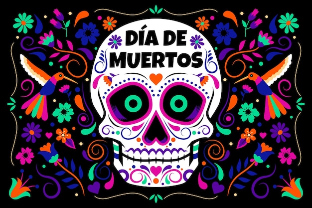 벡터 손으로 그린 dia de muertos 배경