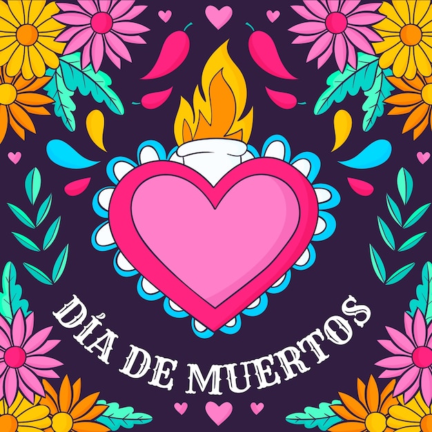 Vector hand drawn dia de muertos celebration illustration