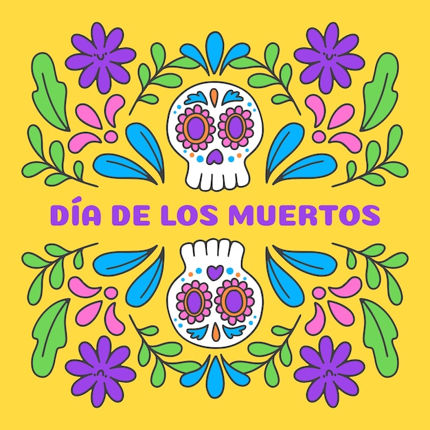 Hand drawn dia de muertos illustration