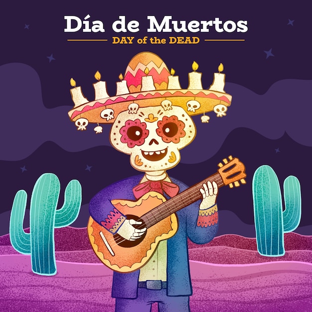 Illustrazione di dia de muertos disegnata a mano