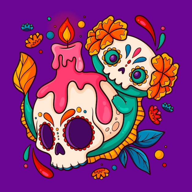 Illustrazione di dia de muertos disegnata a mano