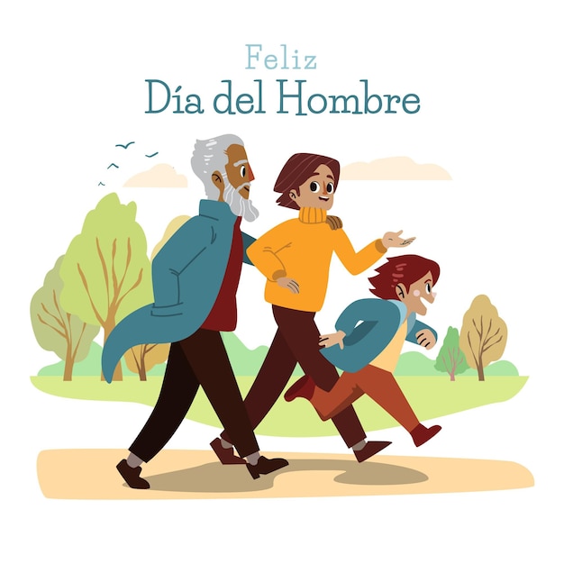 손으로 그린 Dia Del Hombre 그림