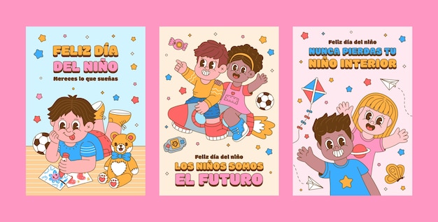 Hand drawn dia del nino greeting cards collection