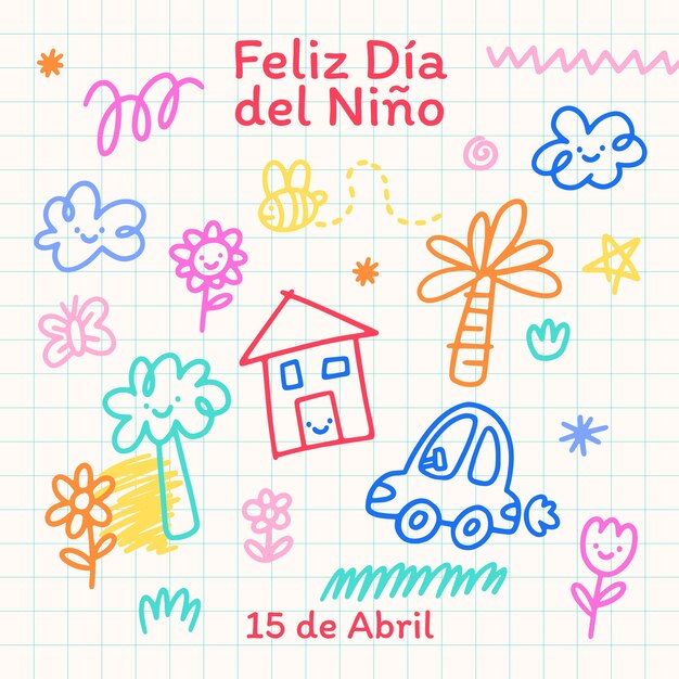Vector hand drawn dia del nino illustration