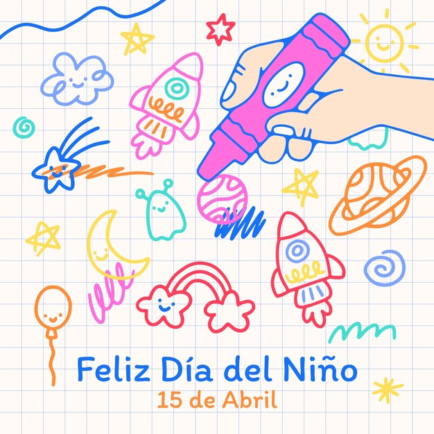 Vector hand drawn dia del nino illustration