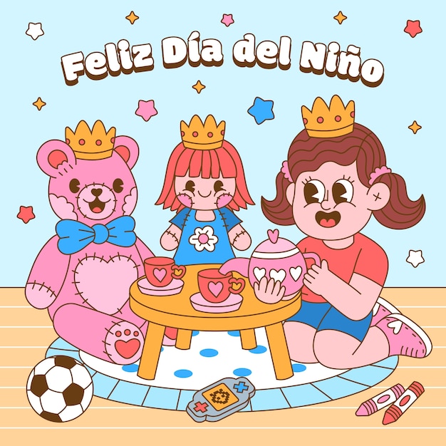 Hand drawn dia del nino illustration