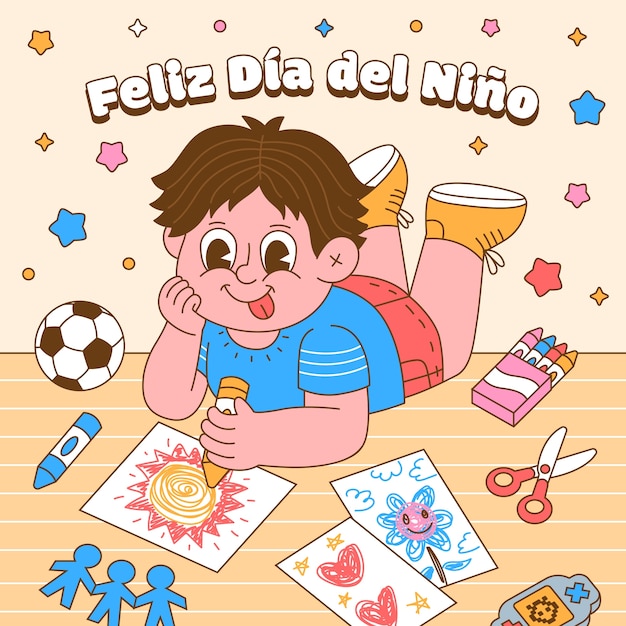 Hand drawn dia del nino illustration