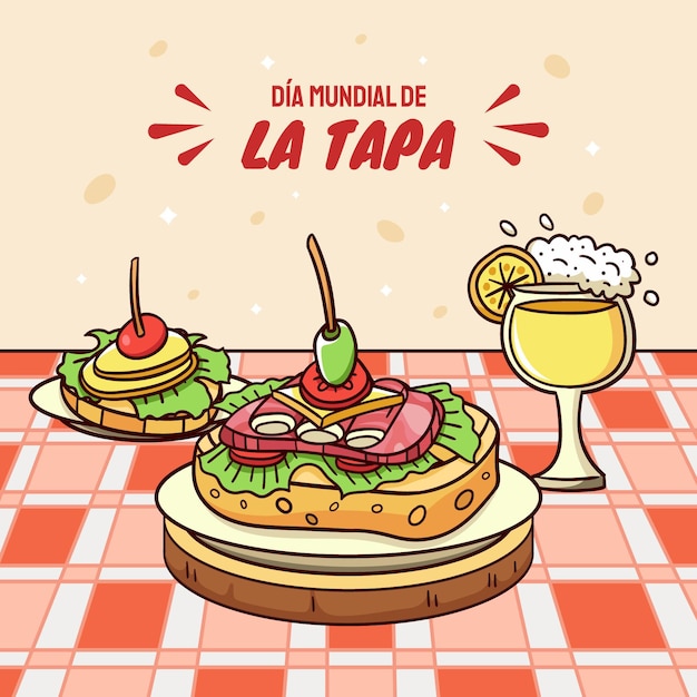 Illustrazione disegnata a mano dia mundial de la tapa