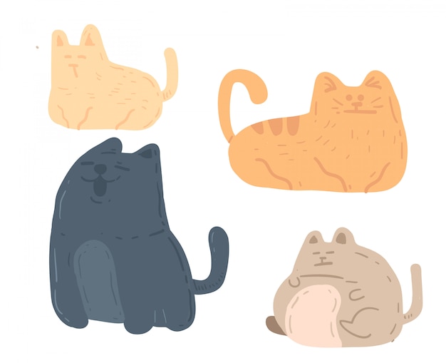 Hand drawn different cat.Cat vector illustration