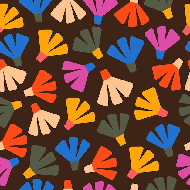 Hand drawn different color combination floral seamless pattern design