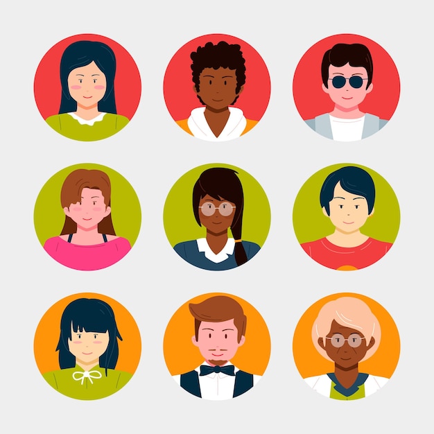 Vector hand drawn different people icons pack