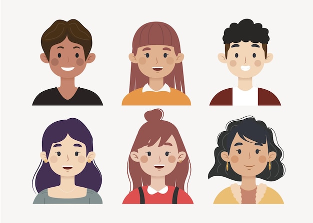 Hand drawn different profile people illustration