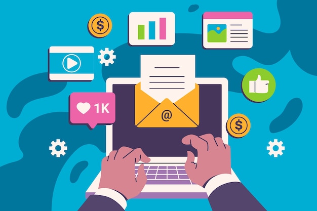 hand drawn digital marketing background