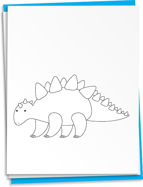 Vector hand drawn dinosaur on paper