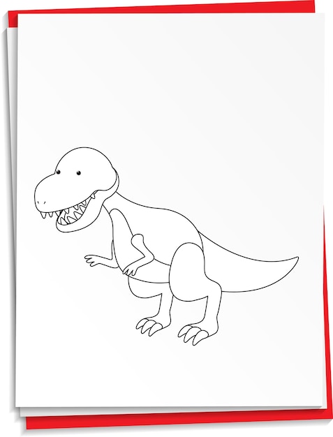 Vettore dinosauro disegnato a mano su carta