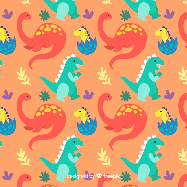 Vector hand drawn dinosaur pattern