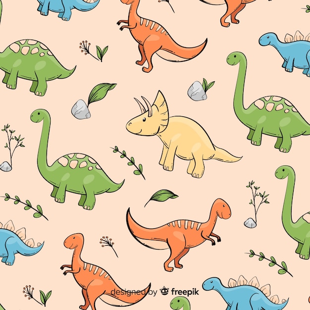 Hand drawn dinosaur pattern