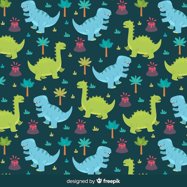 Vector hand drawn dinosaur pattern