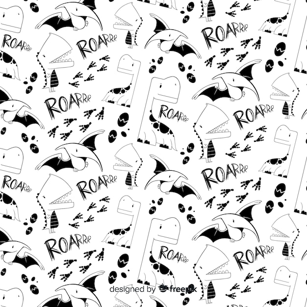 Vector hand drawn dinosaur pattern