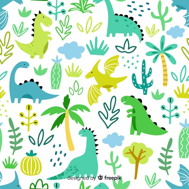 Hand drawn dinosaur pattern