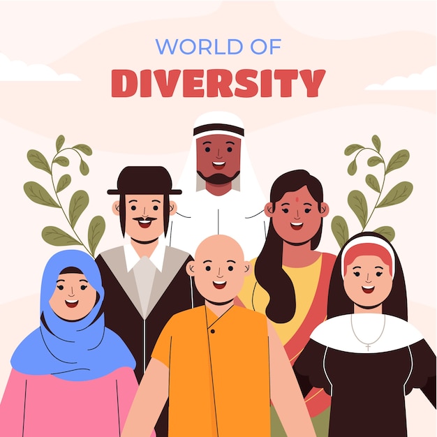 Vettore illustrazione di diversità disegnata a mano