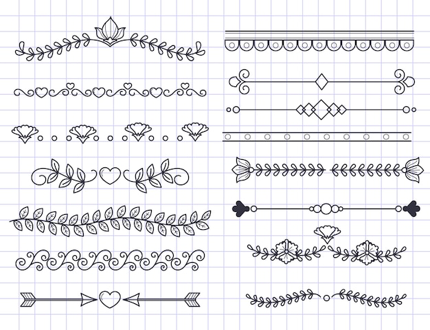 Vector hand drawn dividers collection